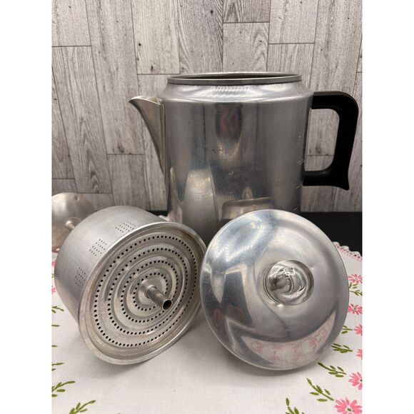Large Vintage Aluminum Sears Coffee Pot Complete - Picture 1 of 8